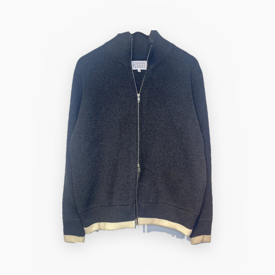 BELNAY Contrast Hem Zip Cardigan