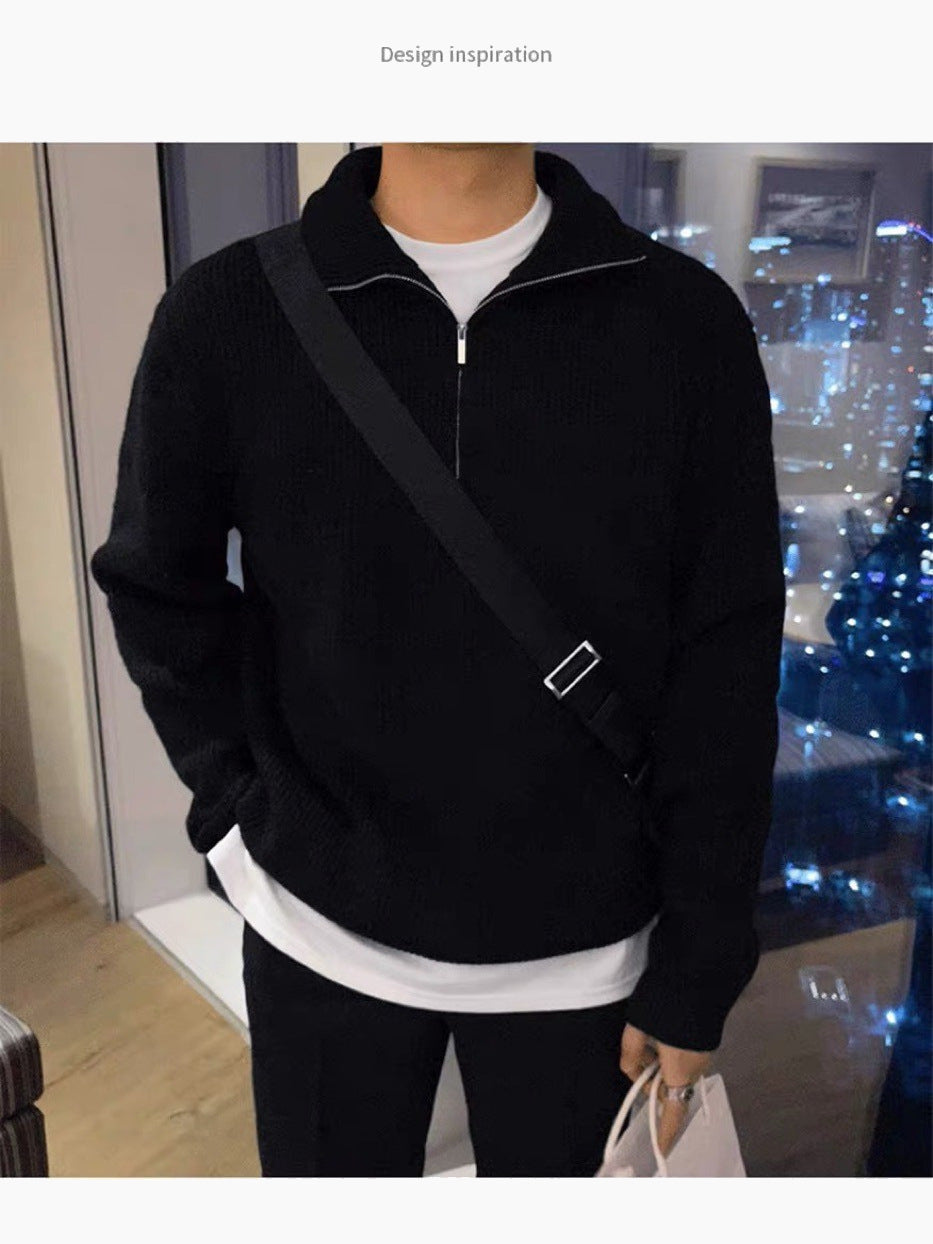 BELNAY Mock Neck Half-Zip Sweater