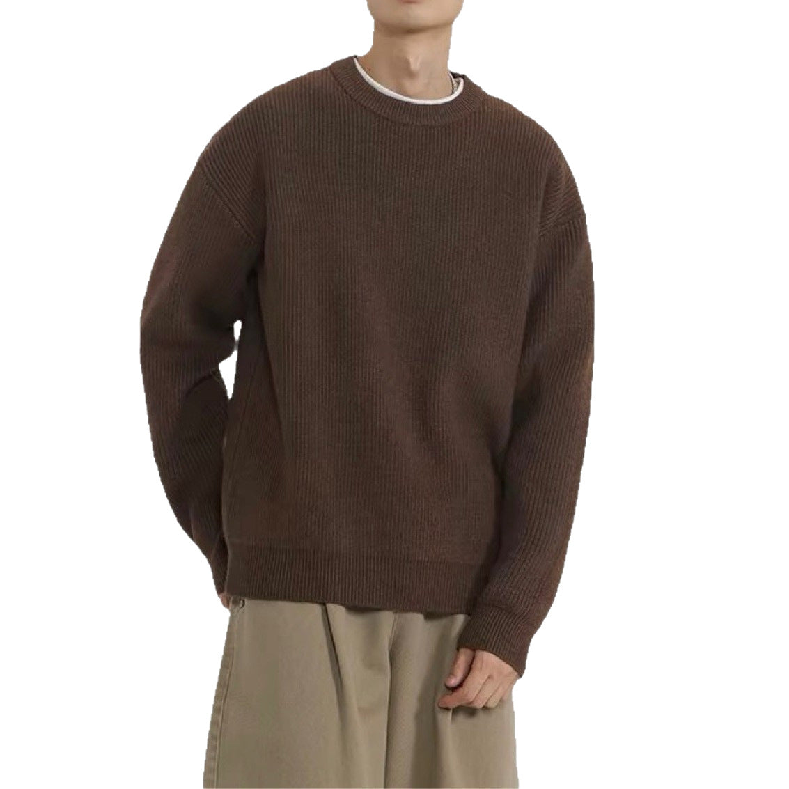 BELNAY Ribbed Crew Neck Sweater