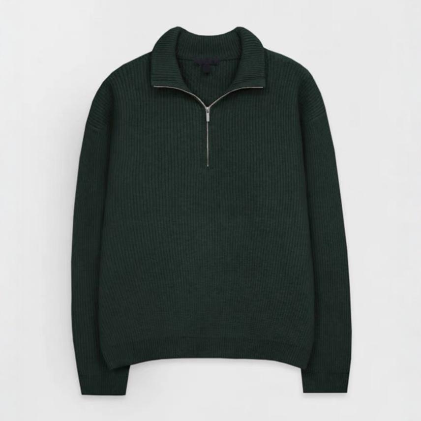BELNAY Stand Collar Half-Zip Sweater