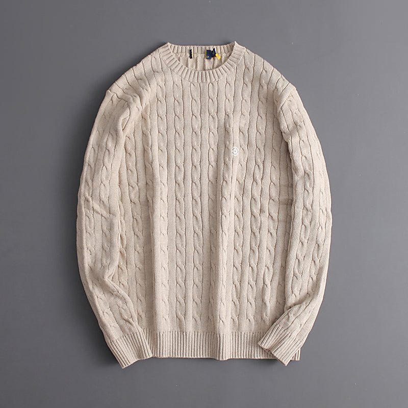 BELNAY Embroidered Cable Sweater
