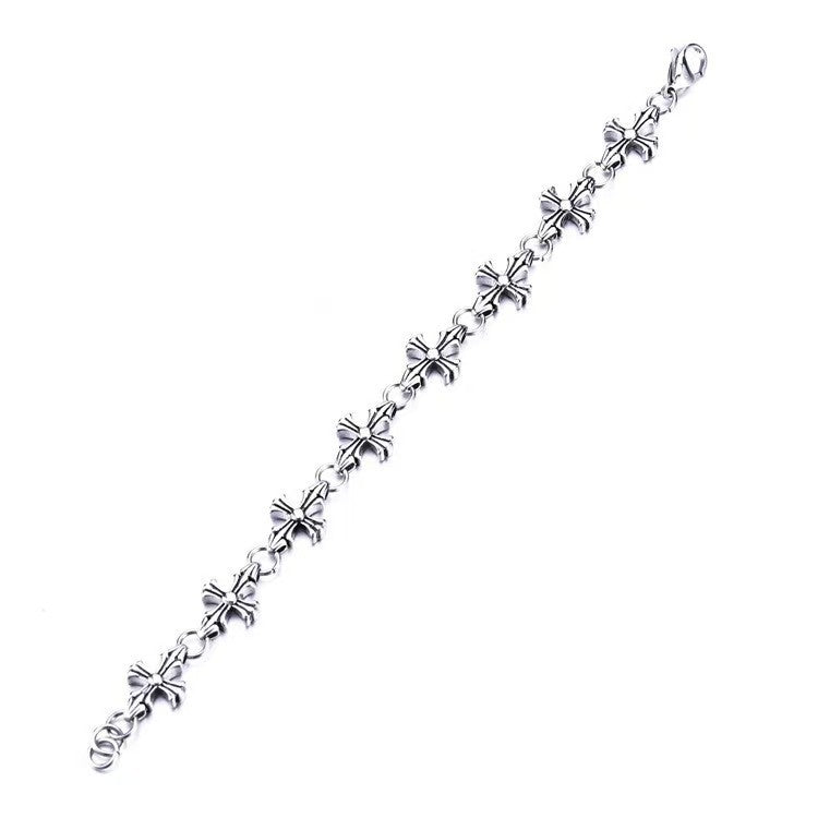 Trendy cross vintage bracelet Korean version Thai silver hip hop jewelry fashion personality couple European and American style jewelry wholesale