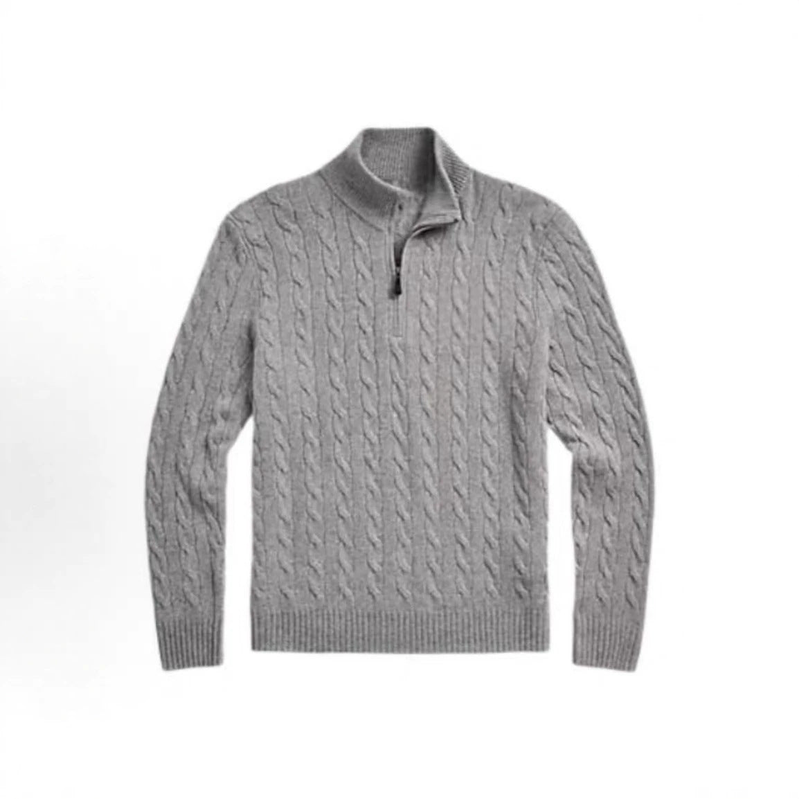BELNAY Cable Mock Neck Half-Zip Sweater