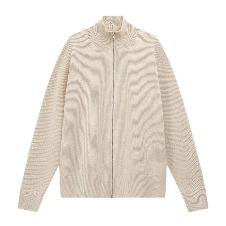 BELNAY Angled Hem Zip Cardigan