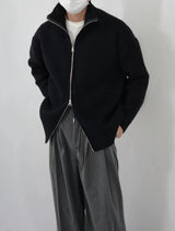BELNAY Angled Hem Zip Cardigan