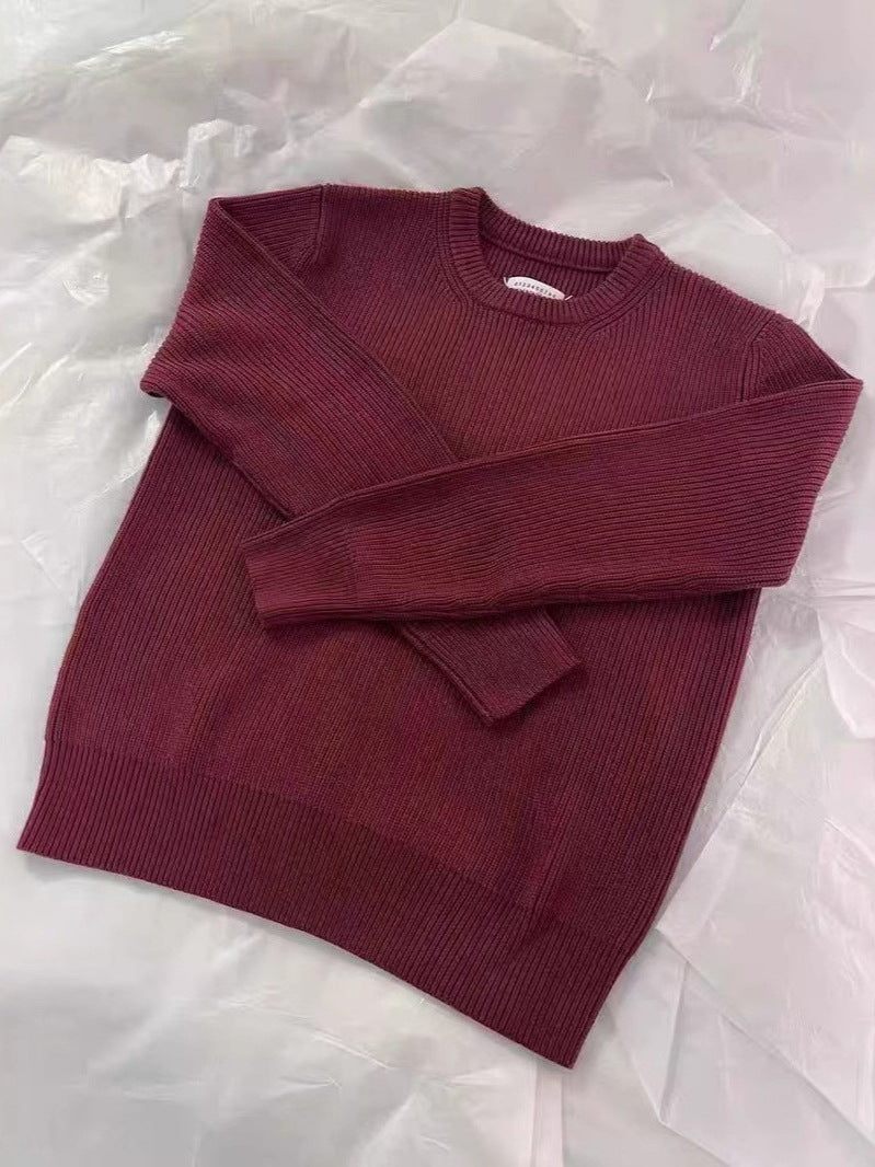 BELNAY Straight Shoulder Crew Neck Sweater