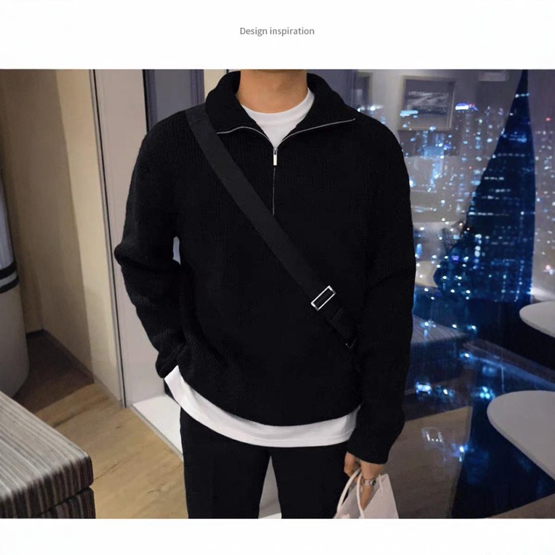 BELNAY Stand Collar Half-Zip Sweater