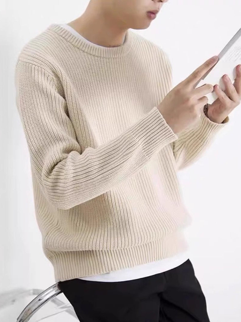 BELNAY Straight Shoulder Crew Neck Sweater
