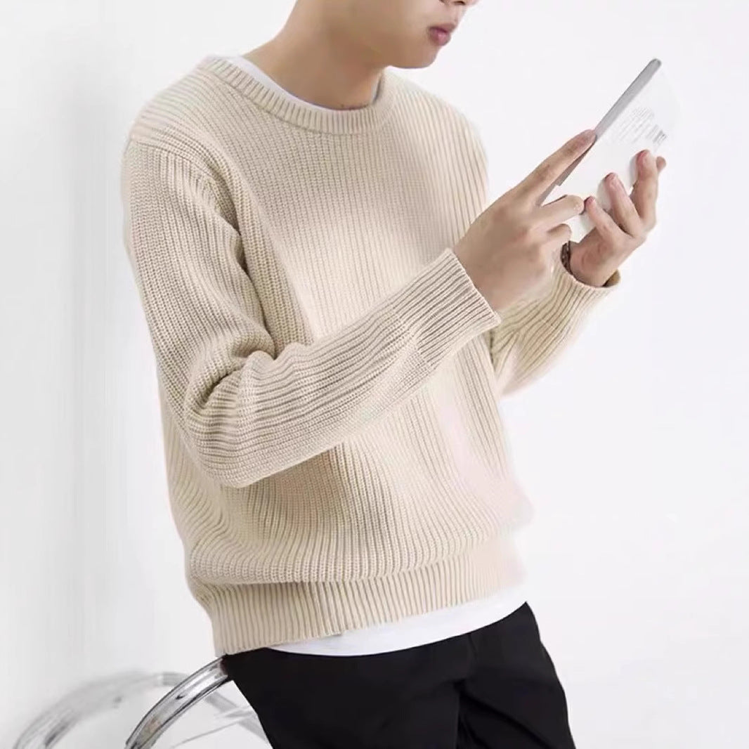 BELNAY Ribbed Crew Neck Sweater