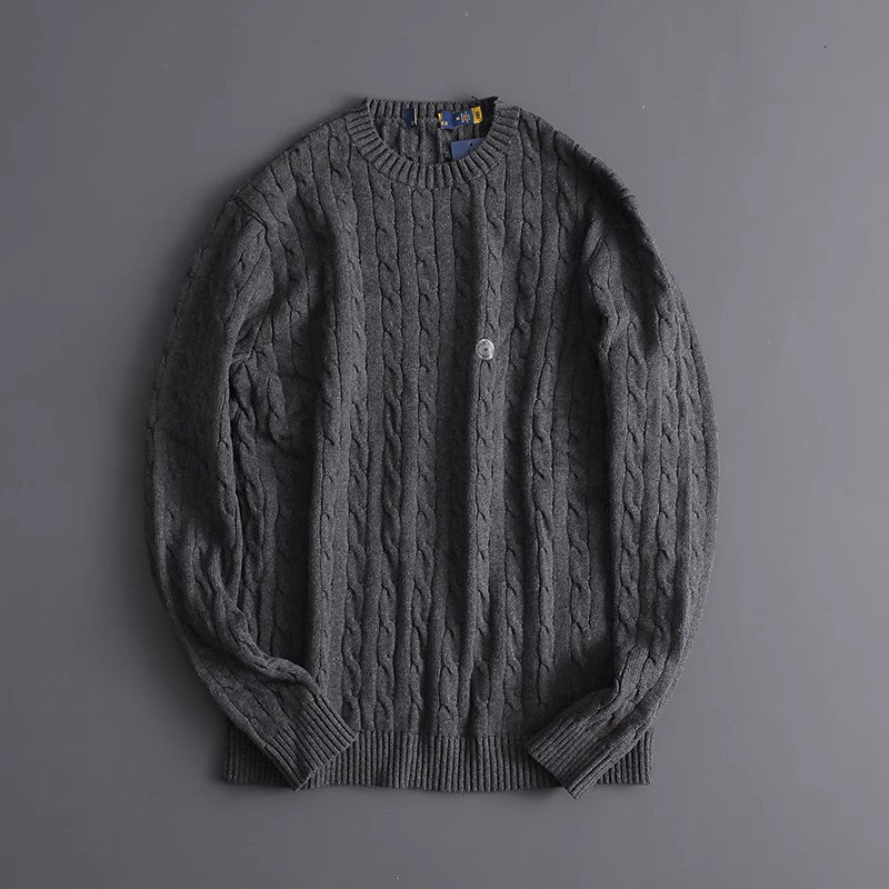 BELNAY Embroidered Cable Sweater