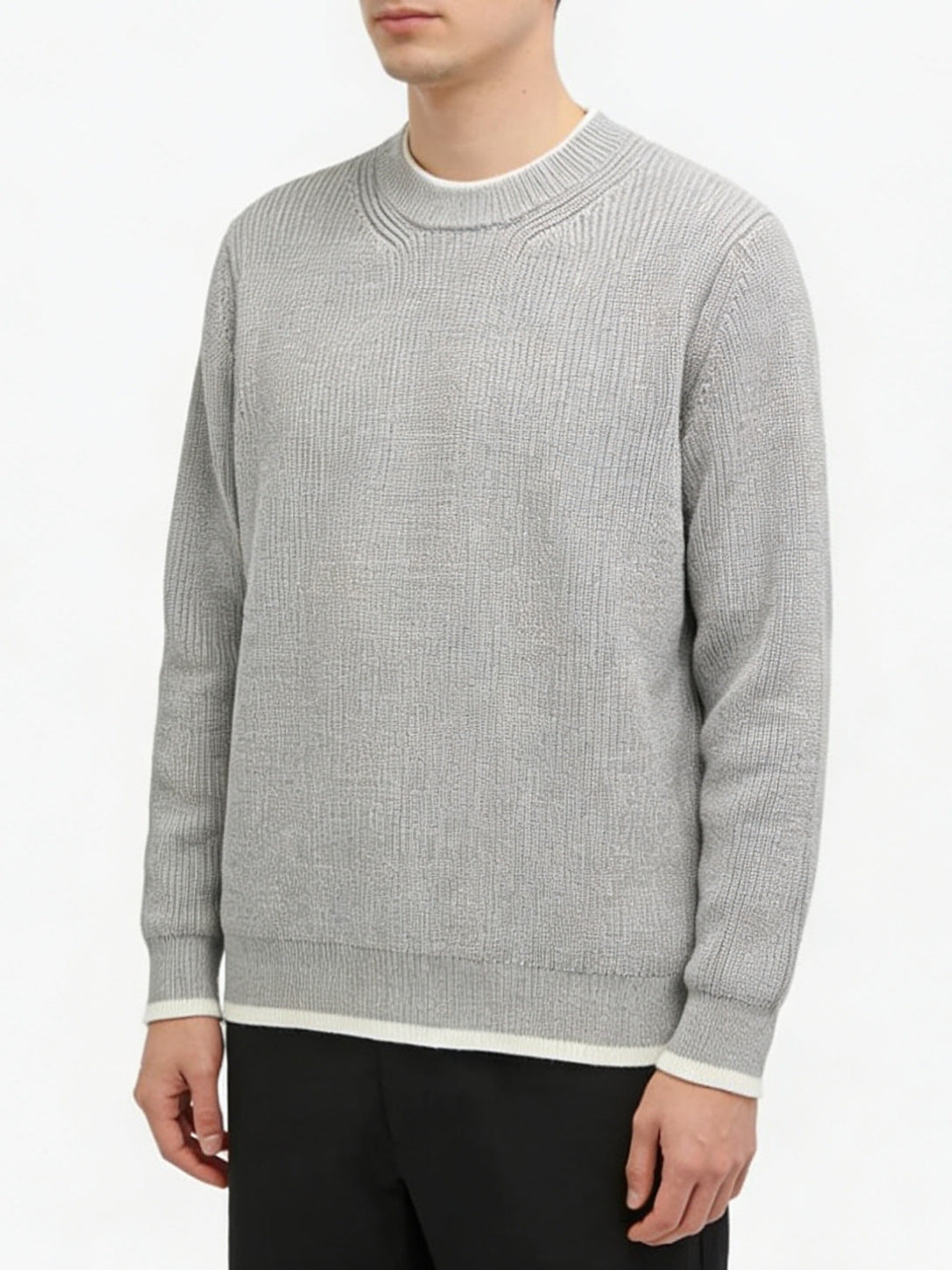 BELNAY Contrast Trim Crew Neck Sweater