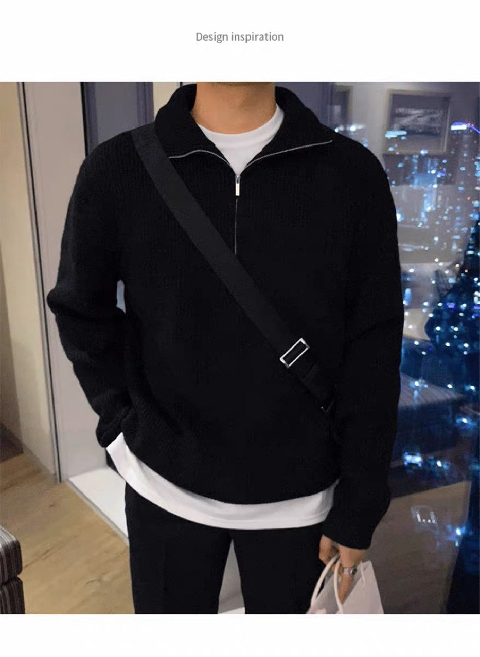 BELNAY Stand Collar Half-Zip Sweater