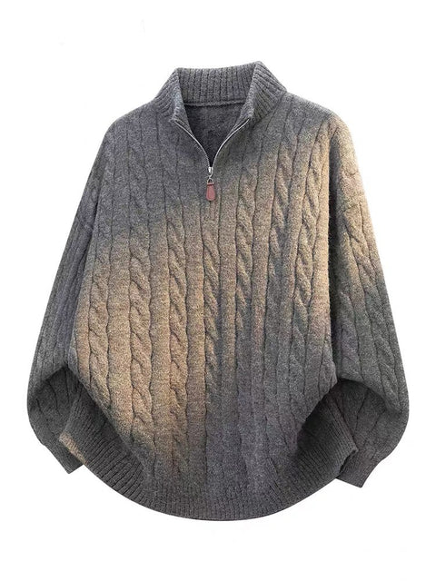 BELNAY Cable Mock Neck Half-Zip Sweater
