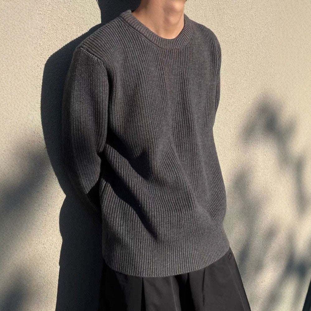 BELNAY Straight Shoulder Crew Neck Sweater
