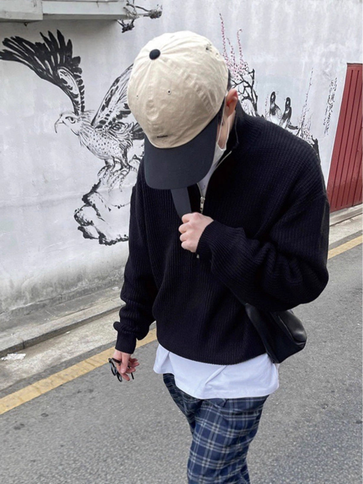 BELNAY Mock Neck Half-Zip Sweater