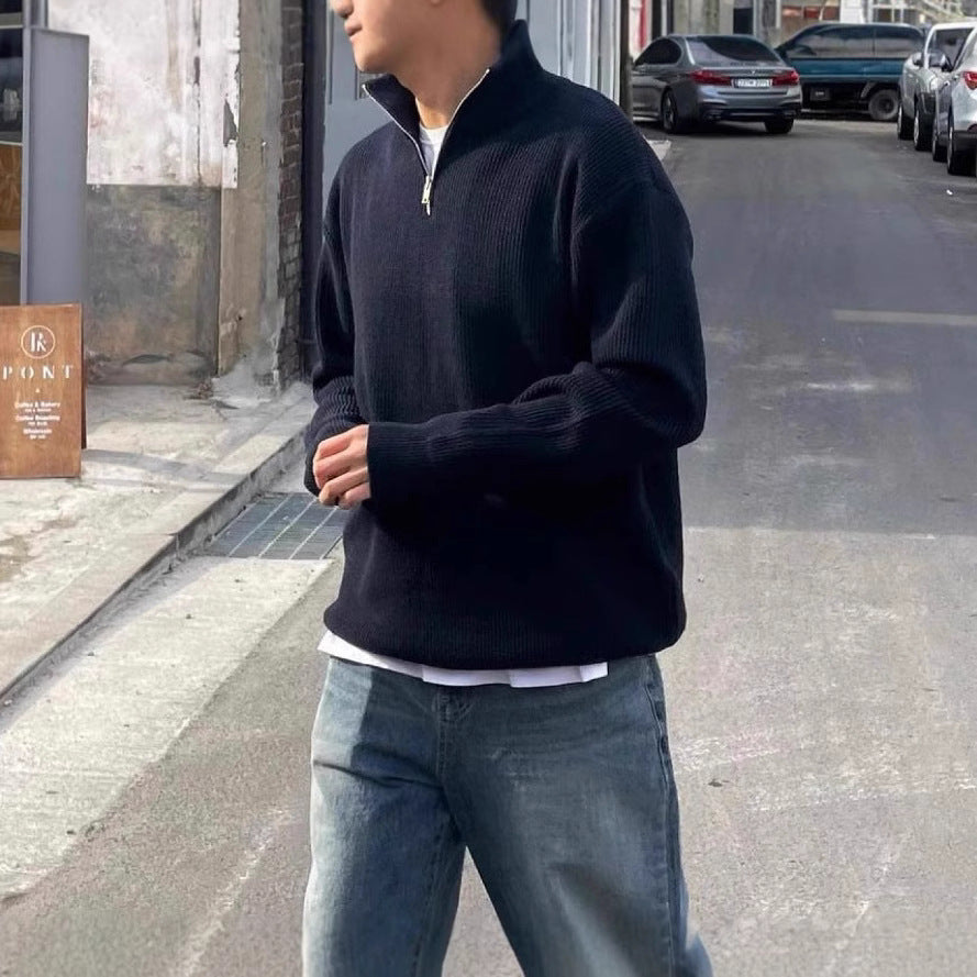 BELNAY Mock Neck Half-Zip Sweater
